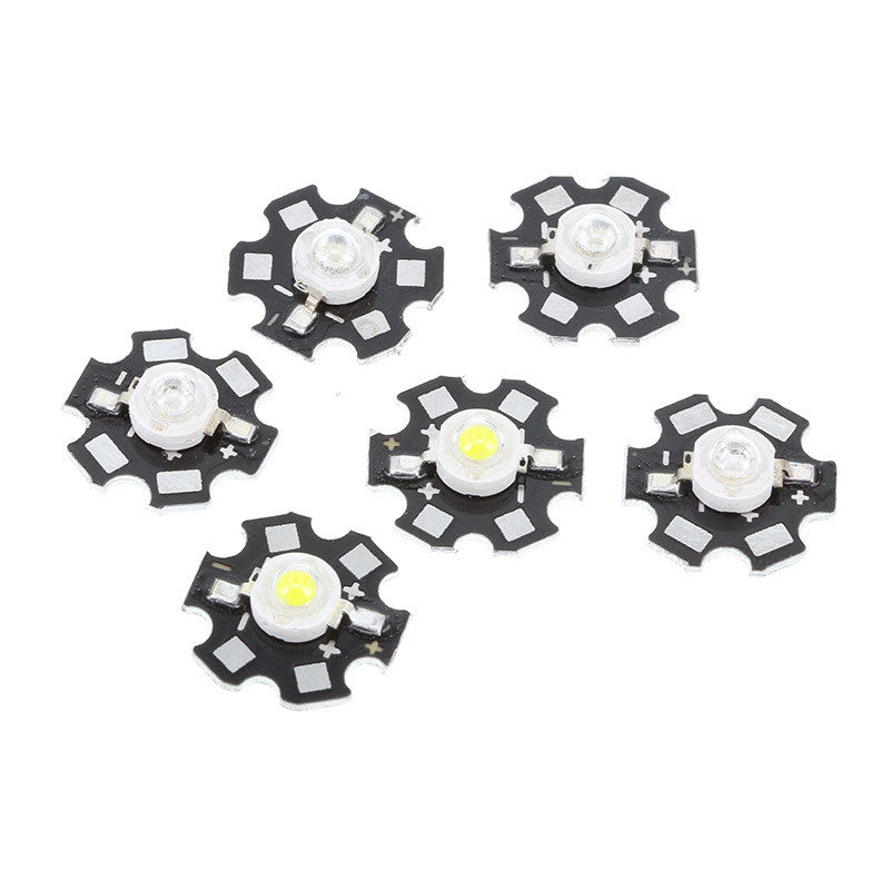 Fulabs 10pcs 1W 3W 5W High Power LED Beads Full Spectrum Pure White With 20mm Black Star PCB Heat sink Aluminum Substrate DIY lights
