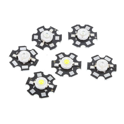 Fulabs 10pcs 1W 3W 5W High Power LED Beads Full Spectrum Pure White With 20mm Black Star PCB Heat sink Aluminum Substrate DIY lights