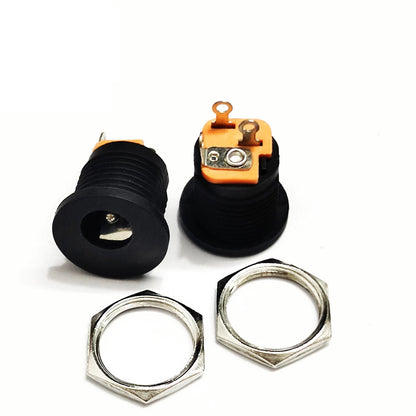 DC-022 5.5x2.1mm DC Power Socket Plug Jack DC Connectors Round Hole Screw Nut Interface Panel Mounting DC022 5.5-2.1