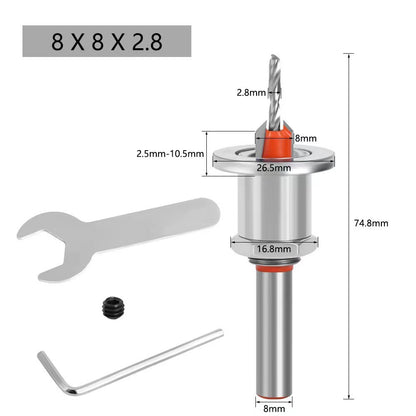 1pcs Adjustable Countersunk Drill Countersink Drill Bit Shank Adjustable Carpentry Reamer Chamfer Screws Hole Tool Woodworking
