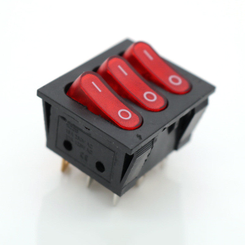 1pcs KCD3 9Pin Red 16A/250V AC Light Boat Car Rocker Switch KCD3 Triple Light Switch Button KCD3-303 On-Off
