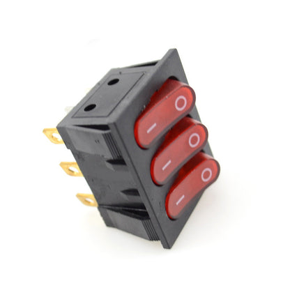 1pcs KCD3 9Pin Red 16A/250V AC Light Boat Car Rocker Switch KCD3 Triple Light Switch Button KCD3-303 On-Off