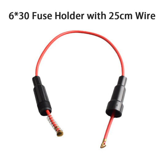 Fulabs 5Pcs 5*20mm Inline Fuse Holder 220V Fast-Blow Screw Type Fuse Holder Quick-Blow Glass Fuse Holder 6*30MM with 22 AWG cable