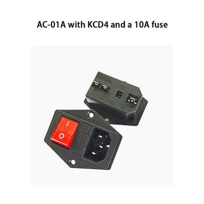 1pcs AC-01 AC-14-F16 Electrical Power Socket 250V Rocker Switch Brass 10A Inlet Plug Connector Computer Mount Outlet with Fuse
