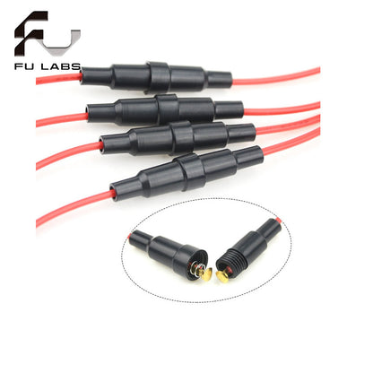 Fulabs 5Pcs 5*20mm Inline Fuse Holder 220V Fast-Blow Screw Type Fuse Holder Quick-Blow Glass Fuse Holder 6*30MM with 22 AWG cable