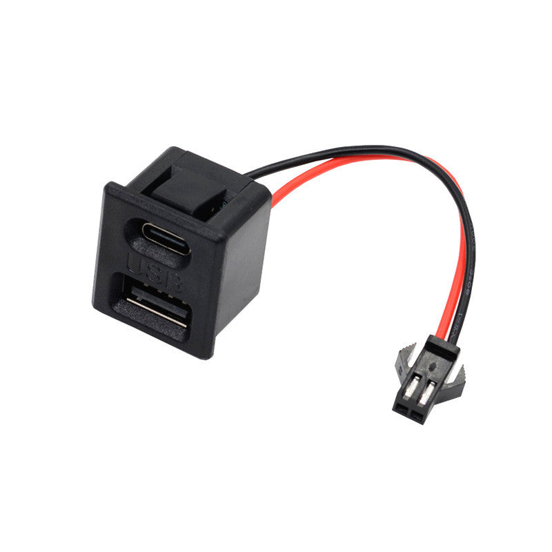 1pcs Double Layer Usb Female Base Type-C Socket and Female Usb Lamp Charging Socket Power Socket With Cable Connector