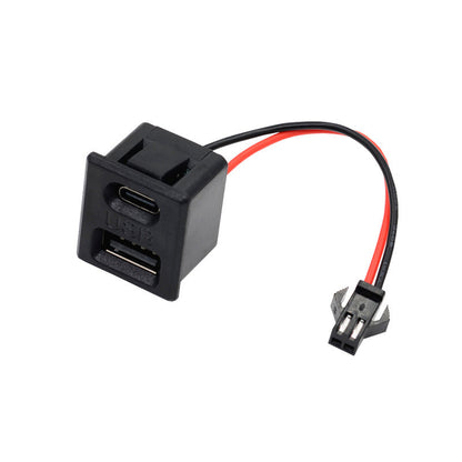 1pcs Double Layer Usb Female Base Type-C Socket and Female Usb Lamp Charging Socket Power Socket With Cable Connector