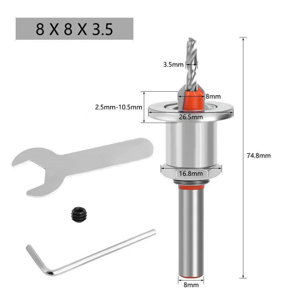 1pcs Adjustable Countersunk Drill Countersink Drill Bit Shank Adjustable Carpentry Reamer Chamfer Screws Hole Tool Woodworking