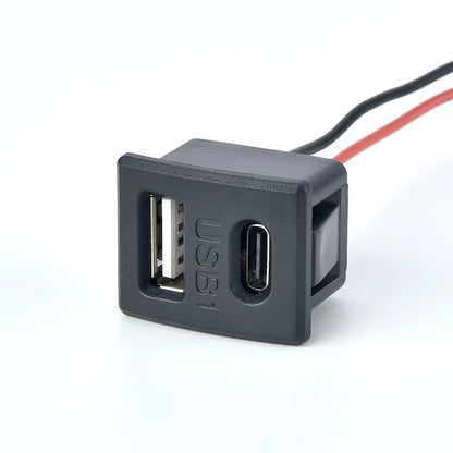 1pcs Double Layer Usb Female Base Type-C Socket and Female Usb Lamp Charging Socket Power Socket With Cable Connector