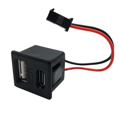 1pcs Double Layer Usb Female Base Type-C Socket and Female Usb Lamp Charging Socket Power Socket With Cable Connector