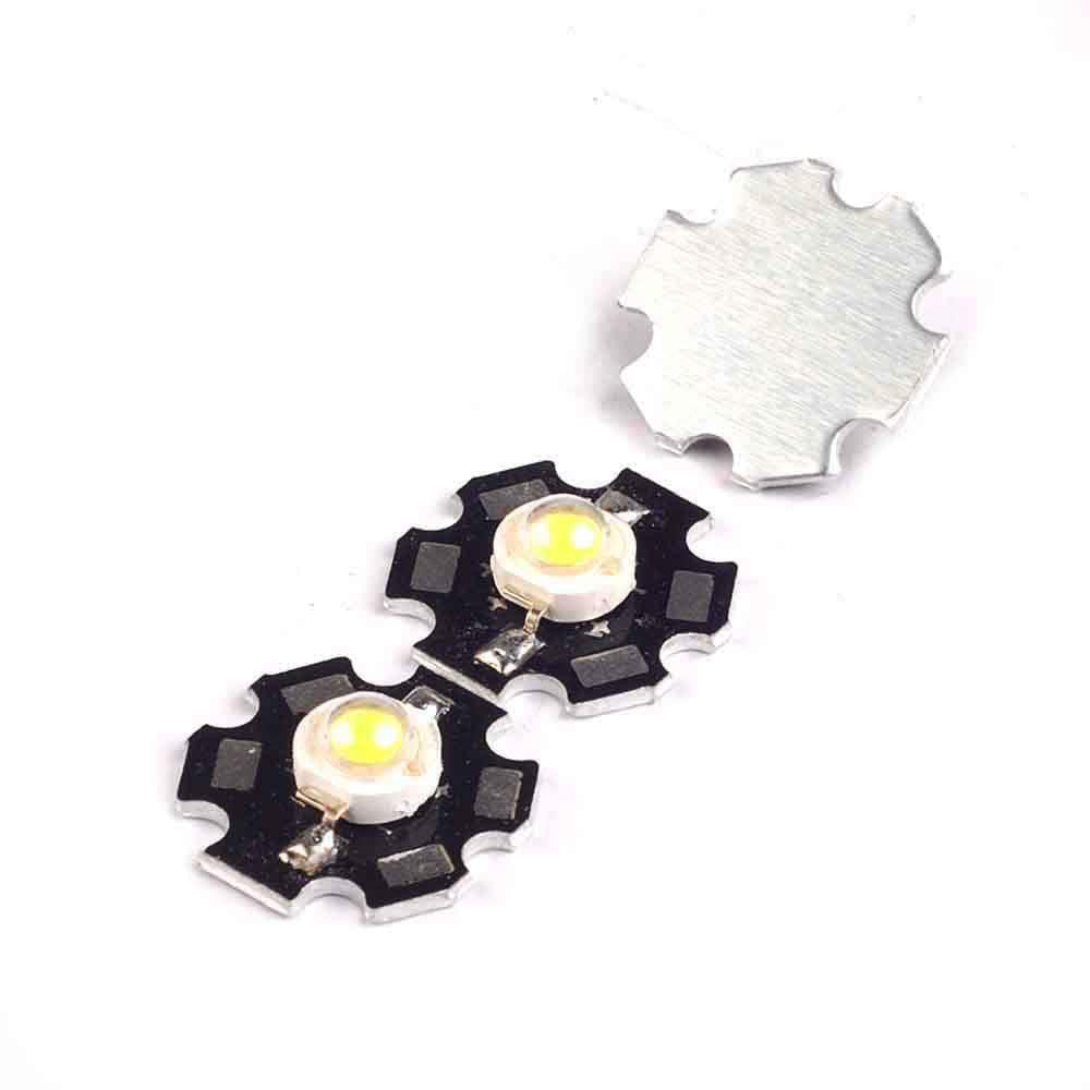 Fulabs 10pcs 1W 3W 5W High Power LED Beads Full Spectrum Pure White With 20mm Black Star PCB Heat sink Aluminum Substrate DIY lights