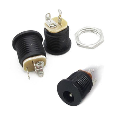 DC-022 5.5x2.1mm DC Power Socket Plug Jack DC Connectors Round Hole Screw Nut Interface Panel Mounting DC022 5.5-2.1