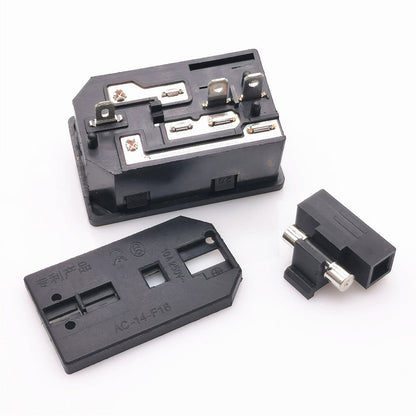1pcs AC-01 AC-14-F16 Electrical Power Socket 250V Rocker Switch Brass 10A Inlet Plug Connector Computer Mount Outlet with Fuse