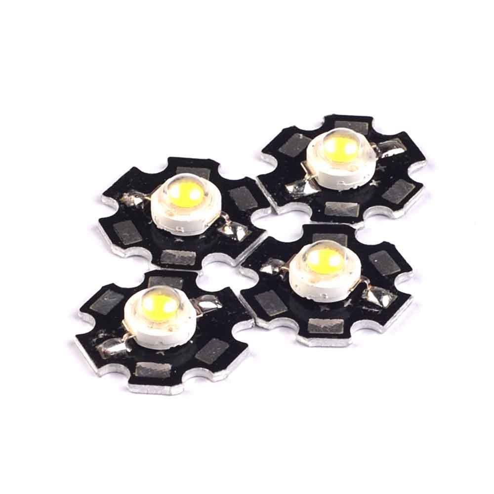 Fulabs 10pcs 1W 3W 5W High Power LED Beads Full Spectrum Pure White With 20mm Black Star PCB Heat sink Aluminum Substrate DIY lights