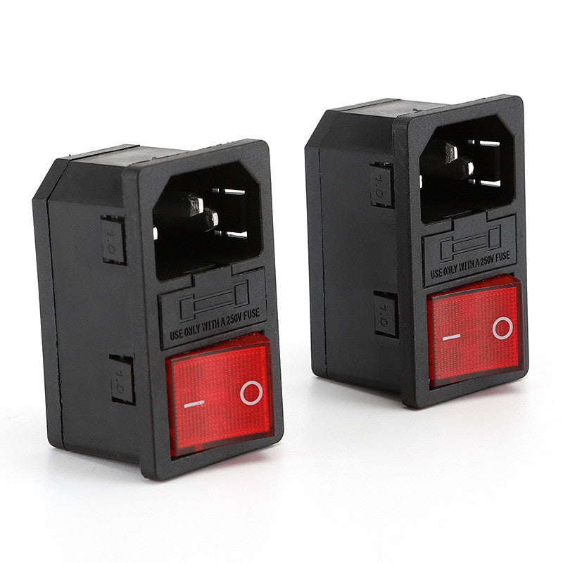 1pcs AC-01 AC-14-F16 Electrical Power Socket 250V Rocker Switch Brass 10A Inlet Plug Connector Computer Mount Outlet with Fuse