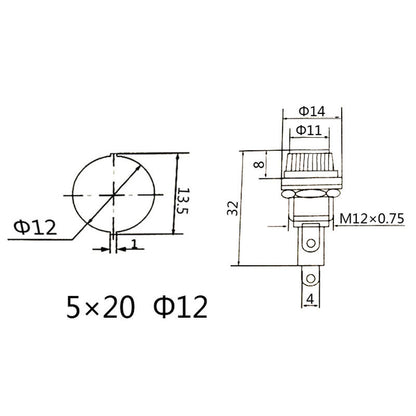 Glass Fuse Holder 5x20 6x30 InsuranceTube Socket Fuse Holder For Insurance Panel Mount Fuse Holder