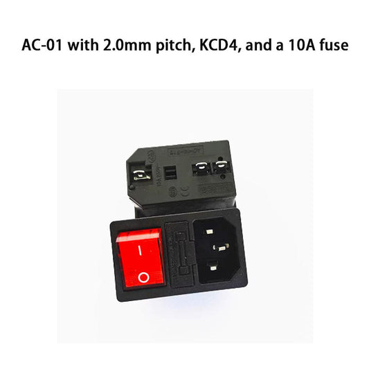 1pcs AC-01 AC-14-F16 Electrical Power Socket 250V Rocker Switch Brass 10A Inlet Plug Connector Computer Mount Outlet with Fuse