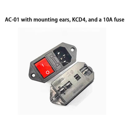 1pcs AC-01 AC-14-F16 Electrical Power Socket 250V Rocker Switch Brass 10A Inlet Plug Connector Computer Mount Outlet with Fuse