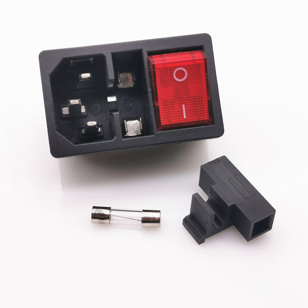 1pcs AC-01 AC-14-F16 Electrical Power Socket 250V Rocker Switch Brass 10A Inlet Plug Connector Computer Mount Outlet with Fuse