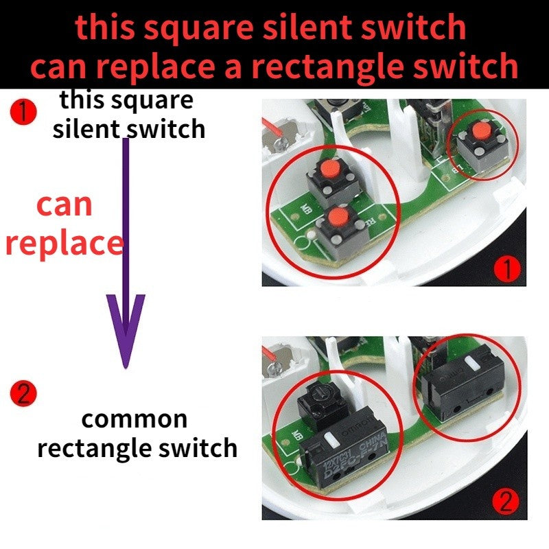 4Pcs 6*6*7.3mm Square Silent Mouse Micro Switch Button Compatible with Logitech Mouse 10 Millions Lifetime