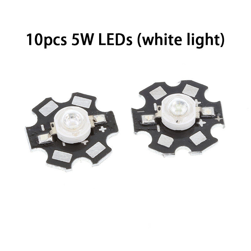Fulabs 10pcs 1W 3W 5W High Power LED Beads Full Spectrum Pure White With 20mm Black Star PCB Heat sink Aluminum Substrate DIY lights