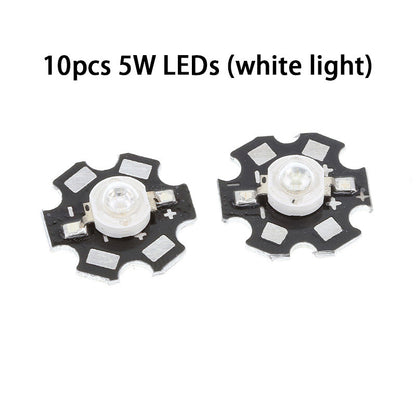Fulabs 10pcs 1W 3W 5W High Power LED Beads Full Spectrum Pure White With 20mm Black Star PCB Heat sink Aluminum Substrate DIY lights