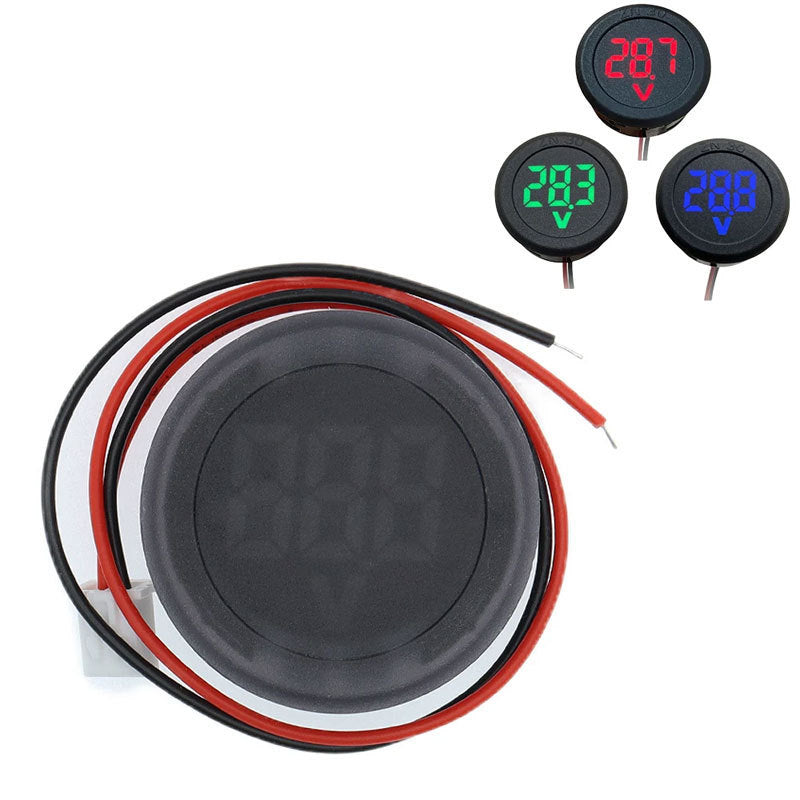1pcs DC5-100V Digital Voltmeter LED Digital Display Circular Voltmeter Car Voltage Current Meter Volt Detector Tester Monitor Panel