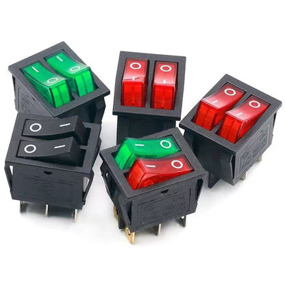 Fulabs KCD8 6PIN 16A 250V 20A 125V Double Light Switch Rocker Switch Waterproof ON-OFF KCD6 Boat Power Switch