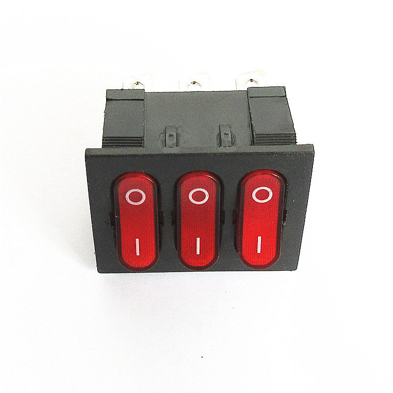 1pcs KCD3 9Pin Red 16A/250V AC Light Boat Car Rocker Switch KCD3 Triple Light Switch Button KCD3-303 On-Off