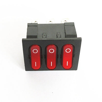 1pcs KCD3 9Pin Red 16A/250V AC Light Boat Car Rocker Switch KCD3 Triple Light Switch Button KCD3-303 On-Off