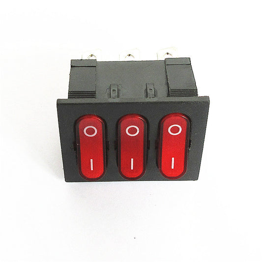 1pcs KCD3 9Pin Red 16A/250V AC Light Boat Car Rocker Switch KCD3 Triple Light Switch Button KCD3-303 On-Off