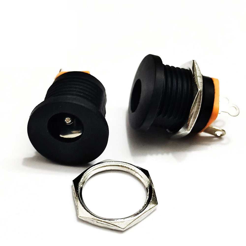 DC-022 5.5x2.1mm DC Power Socket Plug Jack DC Connectors Round Hole Screw Nut Interface Panel Mounting DC022 5.5-2.1