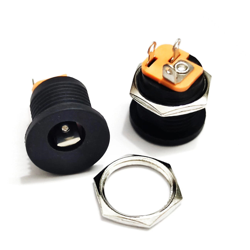 DC-022 5.5x2.1mm DC Power Socket Plug Jack DC Connectors Round Hole Screw Nut Interface Panel Mounting DC022 5.5-2.1