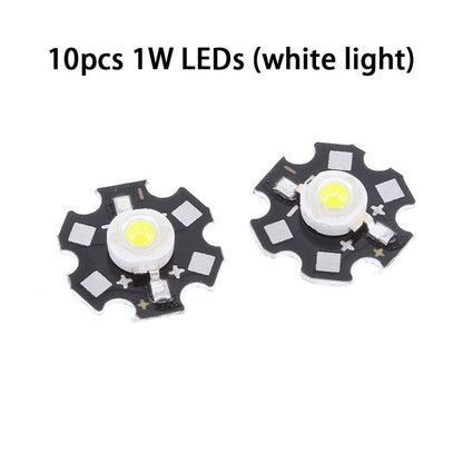 Fulabs 10pcs 1W 3W 5W High Power LED Beads Full Spectrum Pure White With 20mm Black Star PCB Heat sink Aluminum Substrate DIY lights