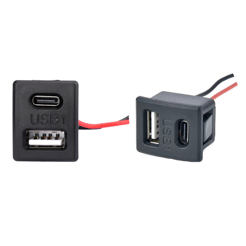 1pcs Double Layer Usb Female Base Type-C Socket and Female Usb Lamp Charging Socket Power Socket With Cable Connector