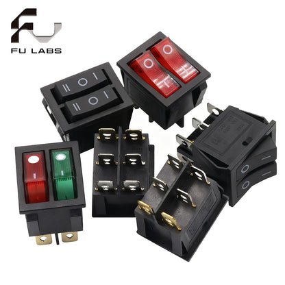 Fulabs KCD8 6PIN 16A 250V 20A 125V Double Light Switch Rocker Switch Waterproof ON-OFF KCD6 Boat Power Switch