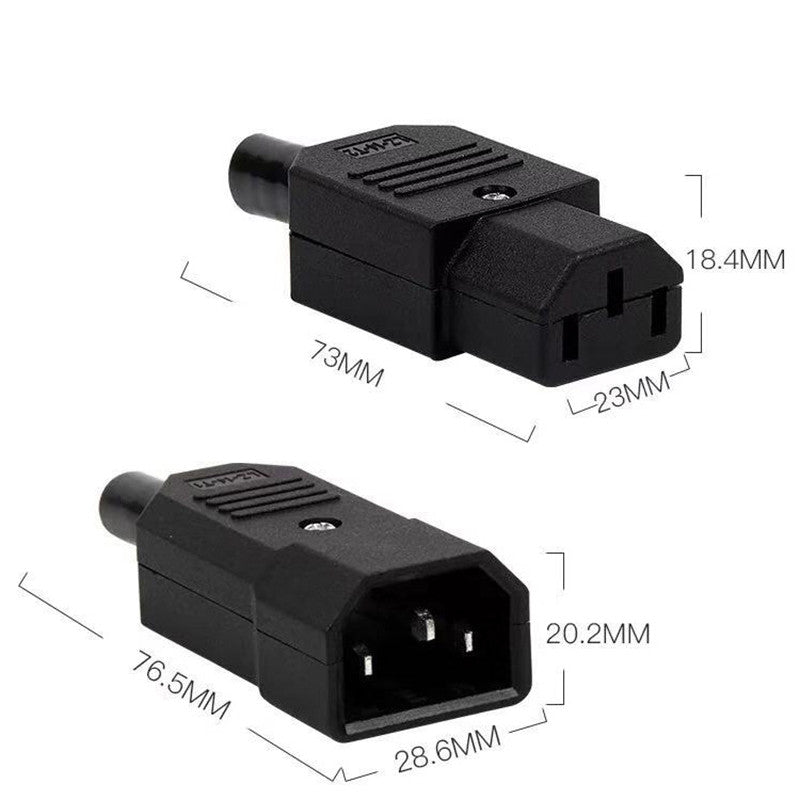 1pcs 10A 250V Socket Plug Straight Cable Plug Connector C13 C14 Female Male Receptacle