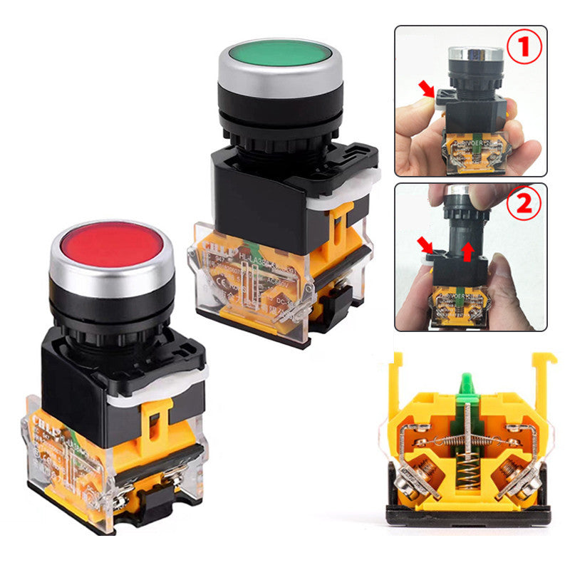 1pcs Round Momentary Push Button Switch 22mm 1NO 1NC AC220