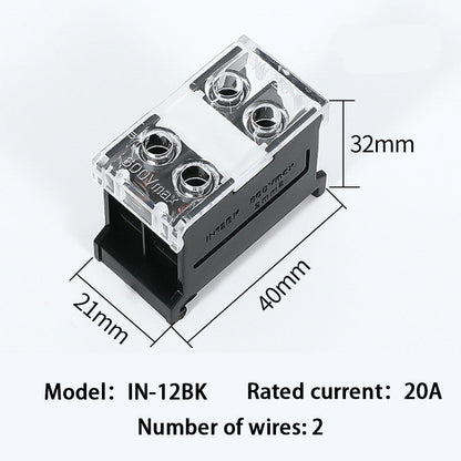 1pcs Rail Terminal Block IN12BK IN20BK 600V 2/3 Pin 30A/60A Electrical Connection terminal Split High Current Junction Box Brass
