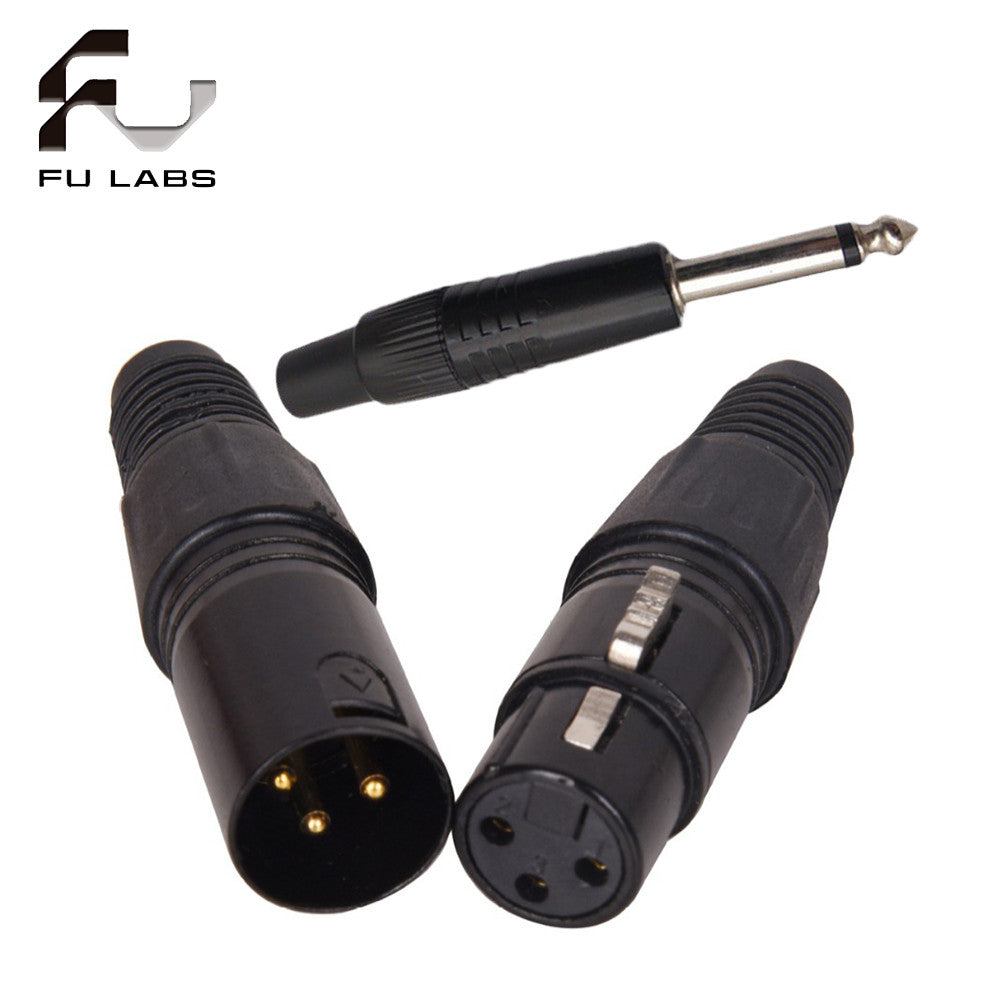 XLR live male/female and pl55 6.35 live canon plug black metal