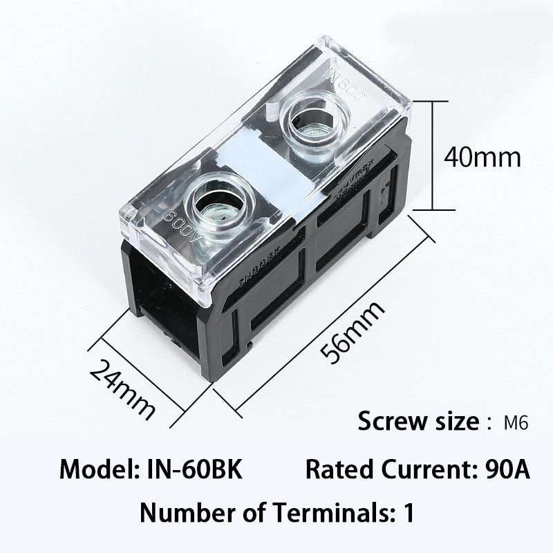 1pcs Rail Terminal Block IN12BK IN20BK 600V 2/3 Pin 30A/60A Electrical Connection terminal Split High Current Junction Box Brass