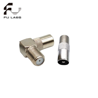 F-Type Female to PAL Male TV Antenna Cable Plug Straight and Right Angle Adapter
