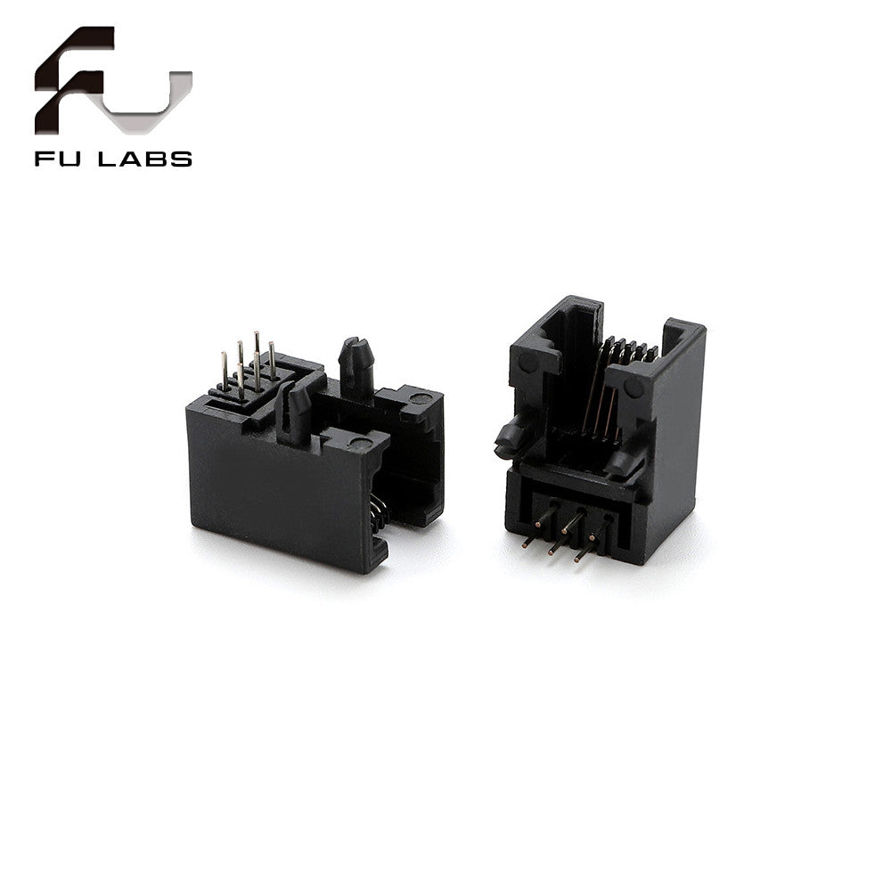 Fulabs 10pcs RJ11 Socket 95001 Black 6P6C RJ12 Telephone Socket 90 degrees