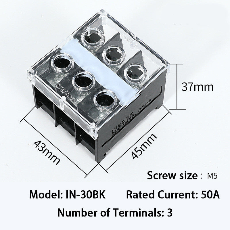 1pcs Rail Terminal Block IN12BK IN20BK 600V 2/3 Pin 30A/60A Electrical Connection terminal Split High Current Junction Box Brass