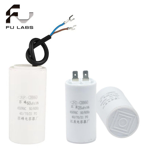 2Wires/4Pin CBB60 450V AC Series AC Water Pump Starting Capacitor CBB60 5% 20uF 25uF 30uF 35uF Washing Machine Air Compressor Dryer High Temperature Resistance