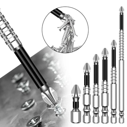 6PCS Magnetic Screwdriver Bits Set Anti-Slip PH2 Standard Phillips Screw Driver Drill Set 25mm-150mm