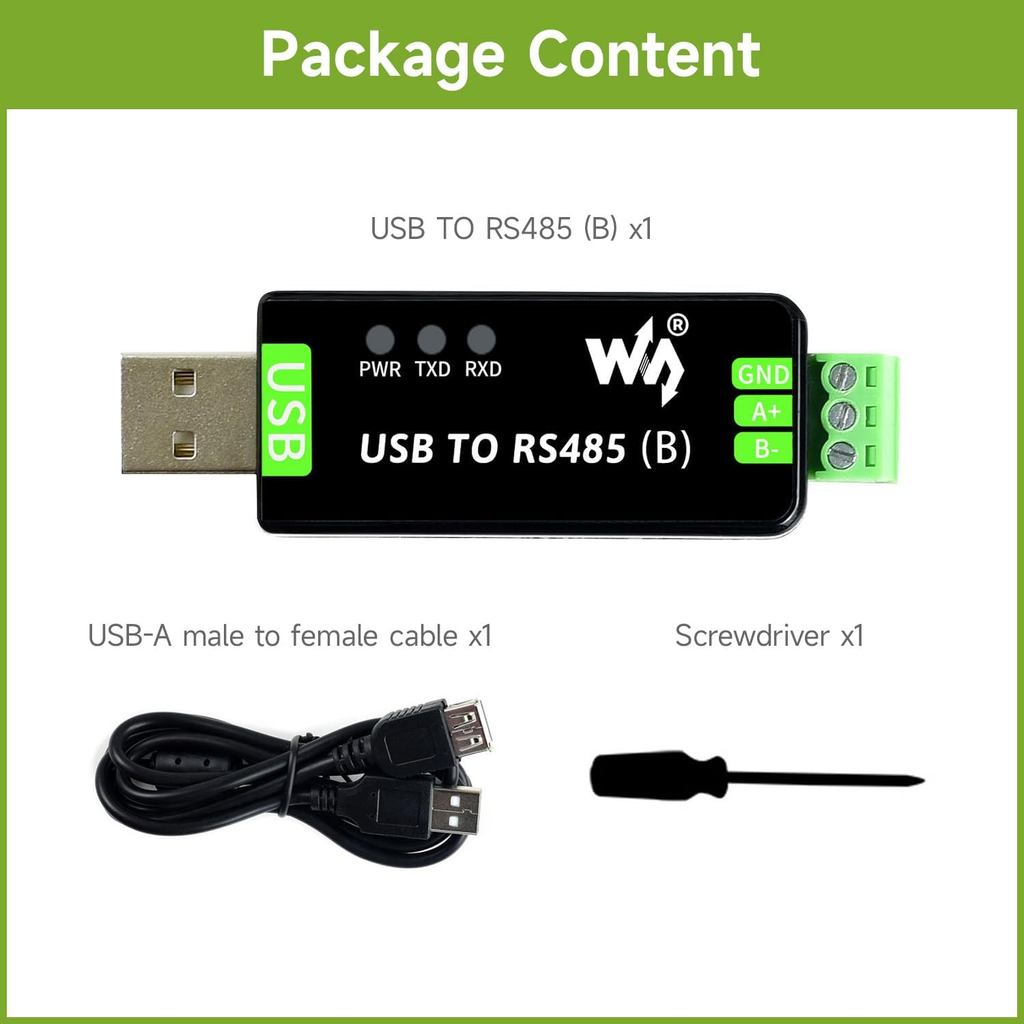 Waveshare Industrial USB to RS485 Converter with Original FT232RL and SP485EEN Embedded Protection Circuits for Industrial Control Equipments and/or Applications