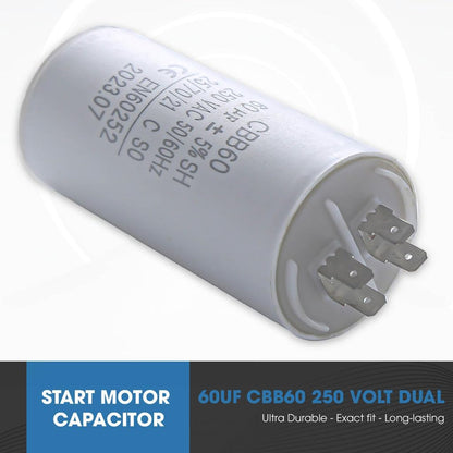 2Wires/4Pin CBB60 450V AC Series AC Water Pump Starting Capacitor CBB60 5% 20uF 25uF 30uF 35uF Washing Machine Air Compressor Dryer High Temperature Resistance