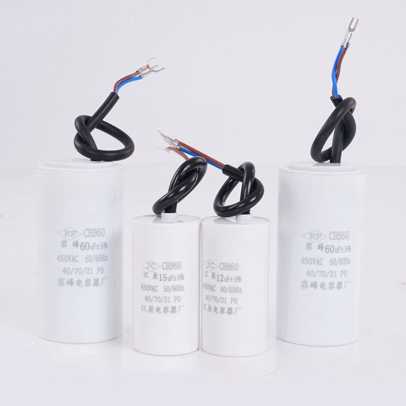 2Wires/4Pin CBB60 450V AC Series AC Water Pump Starting Capacitor CBB60 5% 20uF 25uF 30uF 35uF Washing Machine Air Compressor Dryer High Temperature Resistance