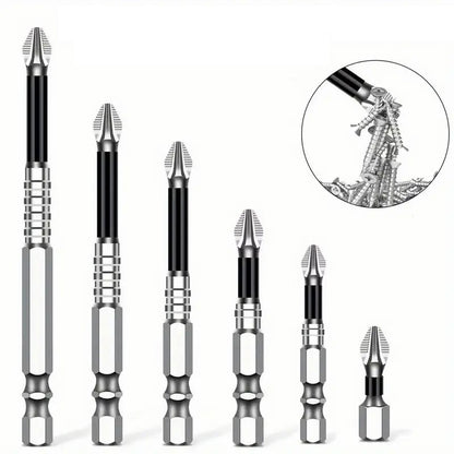 6PCS Magnetic Screwdriver Bits Set Anti-Slip PH2 Standard Phillips Screw Driver Drill Set 25mm-150mm
